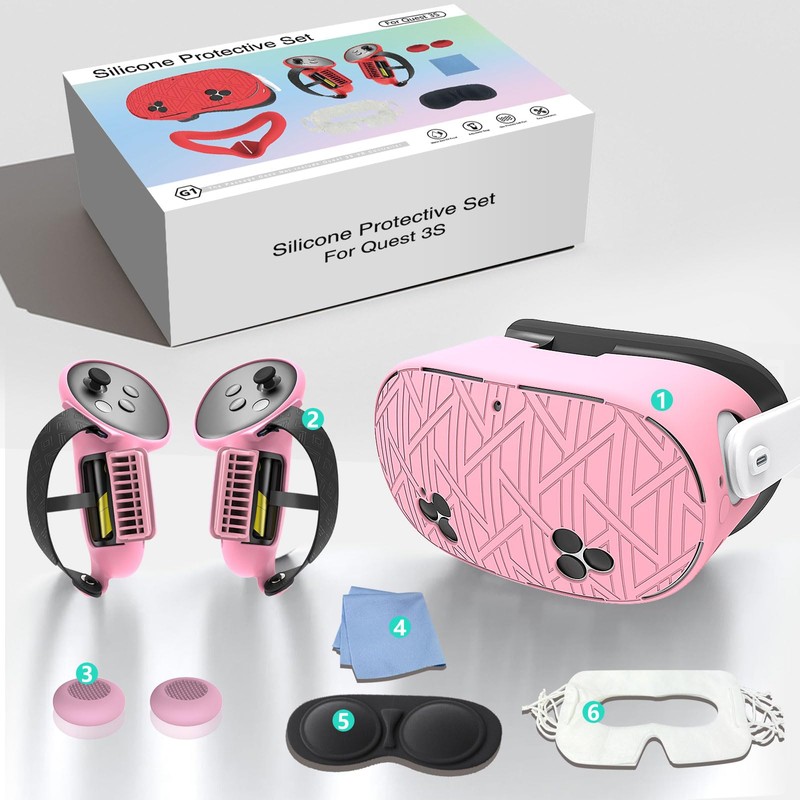 MLemonVR Silicone Cover Set for Meta/Oculus Quest 3s Accessories Includes