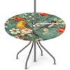 Outdoor Round Tablecloth with Umbrella Hole, Birds Flowers Outdoor Umbrella