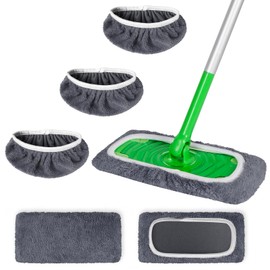 ZHAYAO 3 Pack Reusable Microfiber Mop Pads Compatible with Swiffer Sweeper Mop, Wet and Dry Flat mop Cover, Washable Swiffer Pads for Surface/Hardwood Floor Cleaning (Mop is Not Included)