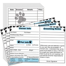 Cat Pet Dog Grooming Cards Groomer Information Check-in Cards for Pet Dog and Cat 4 x 6 Inch GroomerClient Profile Service Record Clip Card for Professional Pets and Cats Groomers, Kennel Care 50 Pack