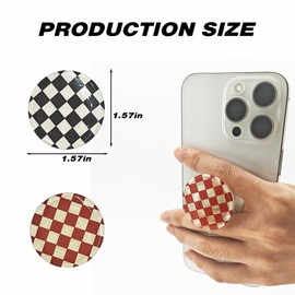 2 Pack Foldable Finger Phone & Tablet Stand - Chessboard Pattern in Black & Red - Multi-Functional Mount & Holder