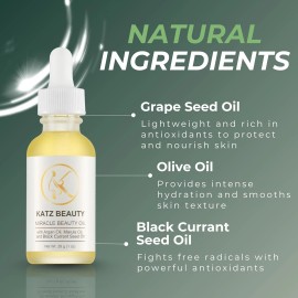 Katz Beauty Miracle Beauty Oil - Hydrating Face Oil with Jojoba, Argan & Marula Oil 1 Oz