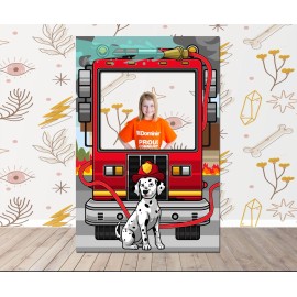 Modern Digital Fire Truck, Firefighter Vehicle, DIY Photo Booth Props, Photo Booth Selfie Frame - 42 x 56 Inches