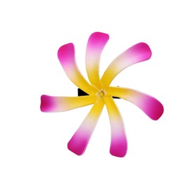 6pcs 3.5" Women's Fashion Hawaiian Tiare Flower Foam Hair Clip, 90mm Fashion Headpiece (Pink/White/Yellow)