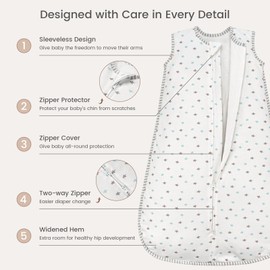 TURMIN Baby Sleeping Bag 1.5 Tog Baby Sleeping Bag 0-6 Months 100% Cotton Sleeveless Sleep Sack, Star, S