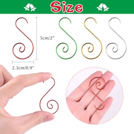 KUUQA 120 Pcs Christmas Ornament Hooks Hangers, Stainless Steel Christmas Ornament Hangers Perfect for Art Craft Christmas Tree Decorations, 4 Colors