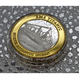 The Commemorative Coin Company RMS TITANIC, WHITE STAR LINE Fine Silver & 24ct Gold 'Dual Metal' Commemorative in Capsule. Olympic Class Ocean Liner, 1912, London to Southampton