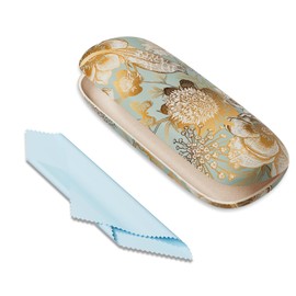 ZAXMEY Eyeglasses Case, Portable Hard Shell Protective Case For Glasses, Glass Case for Women and Men with Cleaning Cloth, Birdsong Floral