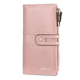 FANDARE Elegant Wallet Waterproof Long Pocket Men Women Wallet Purse Wallet Credit Card Holder with 12 Card Slots, pink, Stylish