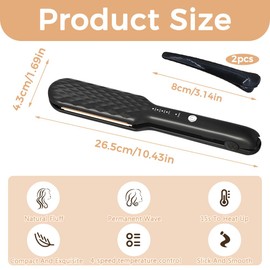 KUWUNG kreppeisen für die haare, Keramik Crepe Eisen Haare, Kreppeisen Haare mit 4 Temperaturstufen Einstellbar, Glätteisen Locken und Glätten, für Flauschige Frisur & Volumen MaisStyling Werkzeug