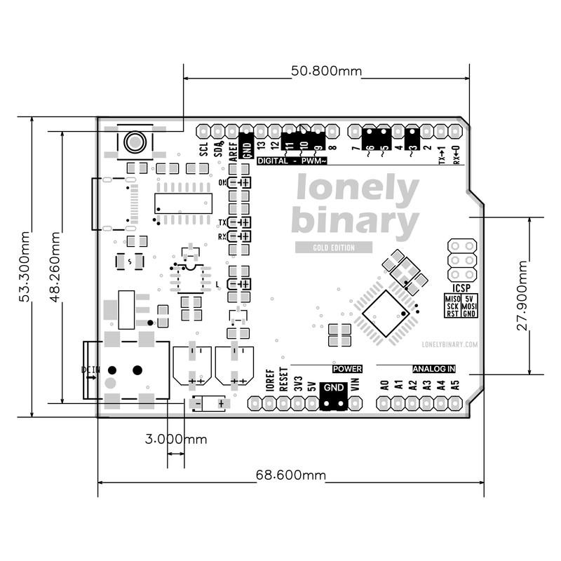 Lonely Binary UNO R3 Black Gold Edition Type-C Lead-Free ATmega328P