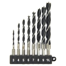 E-Value EDS-3HEX Hexagonal Shaft Woodworking Drill Set, Set of 8