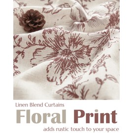 jinchan Linen Kitchen Curtains Floral Tier Curtains 24 Inch Farmhouse Botanic Cafe Curtains Light Filtering Small Window Curtains Back Tab Half Window Curtains for Living Room Bathroom 2 Panels Red