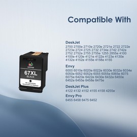 67XL Black Ink Cartridge Replacement for HP Ink 67XXL 67XL 67 XL Work with DeskJet 4133e 2755e 4155e 2722 2752 2752e Envy Pro 6455 6458 6475 Envy 6458e 6455e 6055e 6075 Printer (1 Black)