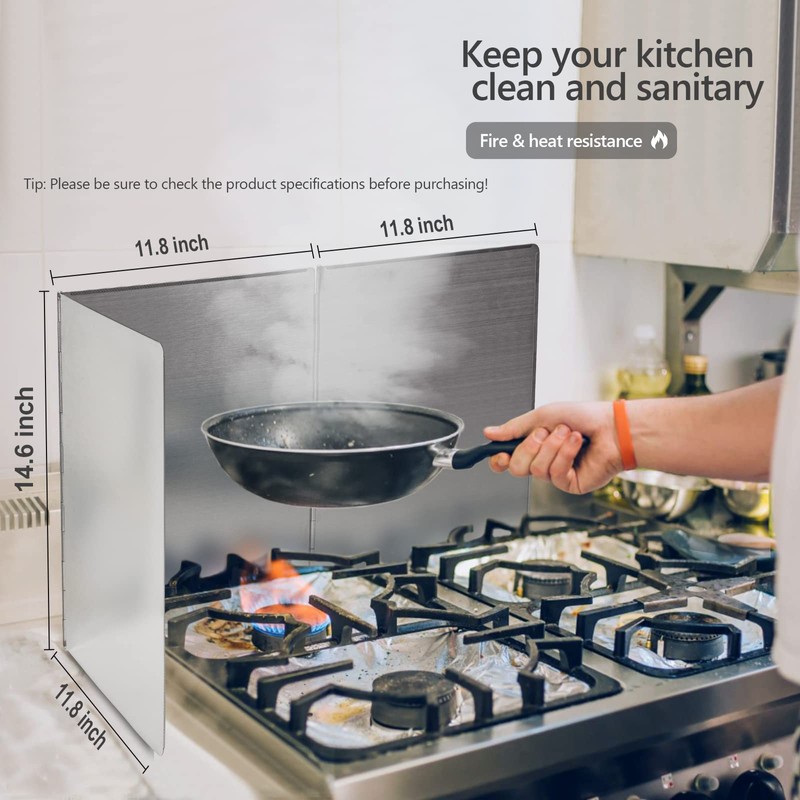 3 Sided Splatter Guard, Anti Splatter Shield Stainless Steel Oil