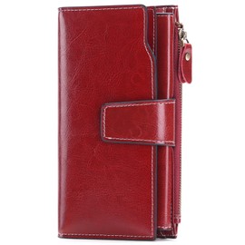 SENDEFN Ladies Purse,Large Capacity Genuine Leather Women's Wallet with Multiple Card Slots