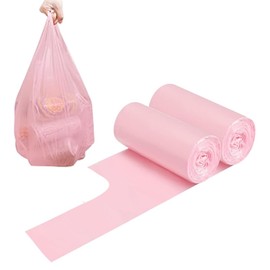 2-4 Gallon Portable Trash Bags, Thicken Vest type Small Garbage Bags for Office, Kitchen, Bedroom and more, 60 Counts Pink