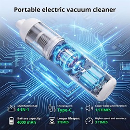 Handheld Car Vacuum Cleaner,Car Vacuum Portable,High Power Hand Held Vacuum,with 2 Suction Modes and 16800 Pa Suction Power Blowing & Inflating 2 Modes for Car, Desk, Keyboards