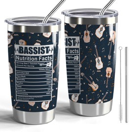 CWEGSJ Bassist Gift Bassist Nutritional Facts 20oz Stainless Steel Insulated Tumblers with Lid and Straw Bass Lover Gift Musician Gift Bass Guitar Player Gift (Bassist Nutrition Facts)