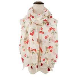 YOUR SMILE Large Boho Scarf for Women Lightweight Floral Printed Scarves Fall Winter Fashion Fringed Shawl wraps,Red cherry