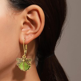 Dragonfly Earrings for Women Vintage Butterfly Moonstone Dangle Leverback Earrings Purple Blue Green Dragonfly Earrings Boho Ethnic Dangle Earrings Fashion Jewelry Gifts for Women