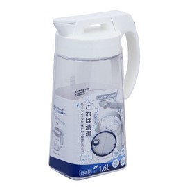 Iwasaki Industries Lastroware Cold Water Pitcher 1.6L (0.42 gal), Made in Japan, Vertical/Horizontal Storage, Lightweight, Easy to Clean, Refrigerator Compatible, White K-1275 W