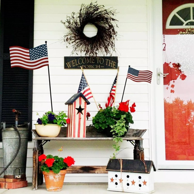YK Decor Patriotic Garden Stake Rustic Metal American Glory Flag