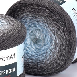 YarnArt Flowers Merino Wool Acrylıc Yarn- Knitting Fluffy Texture Yarn with Warm and Rainbow Colors for Autumn - Winter Projects Light (3) 225 Gr-3.52 Oz, 645 Yds (Pack of 1)- (550)