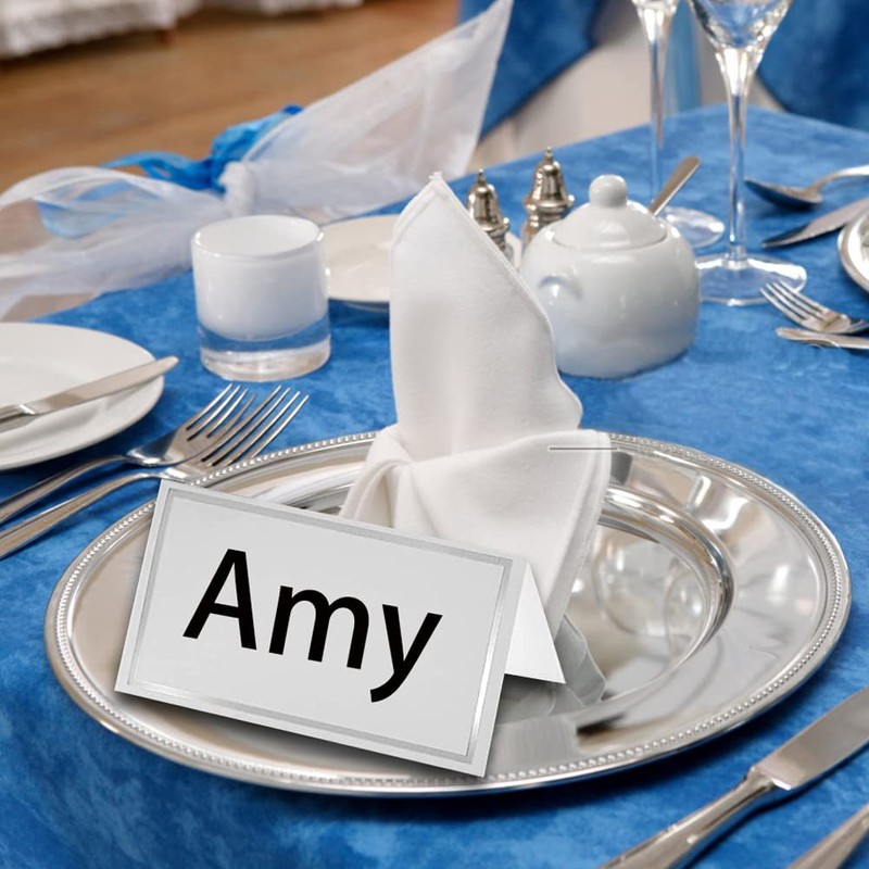 50PcsWhite Wedding Name Cards Folded Table Name Cards Blank Table