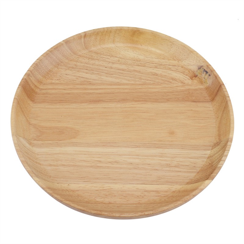 Round Wood Tea Tray Sushi Snacks Fruits Serving Plate Dish