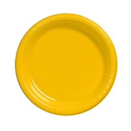 Creative Converting Touch of Color 20 Count Plastic Lunch Plates, School Bus Yellow