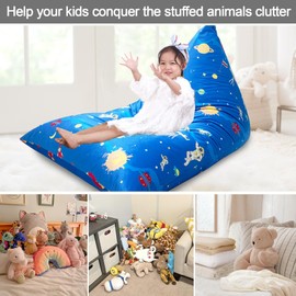 Jorbest Stuffed Animal Storage, Soccer Stuffed Animal Bean Bag Storage, Bean Bag Chair Cover for Kids, Luxury Velvet Stuffie Seat - Cover ONLY (200 L/52 Gal)