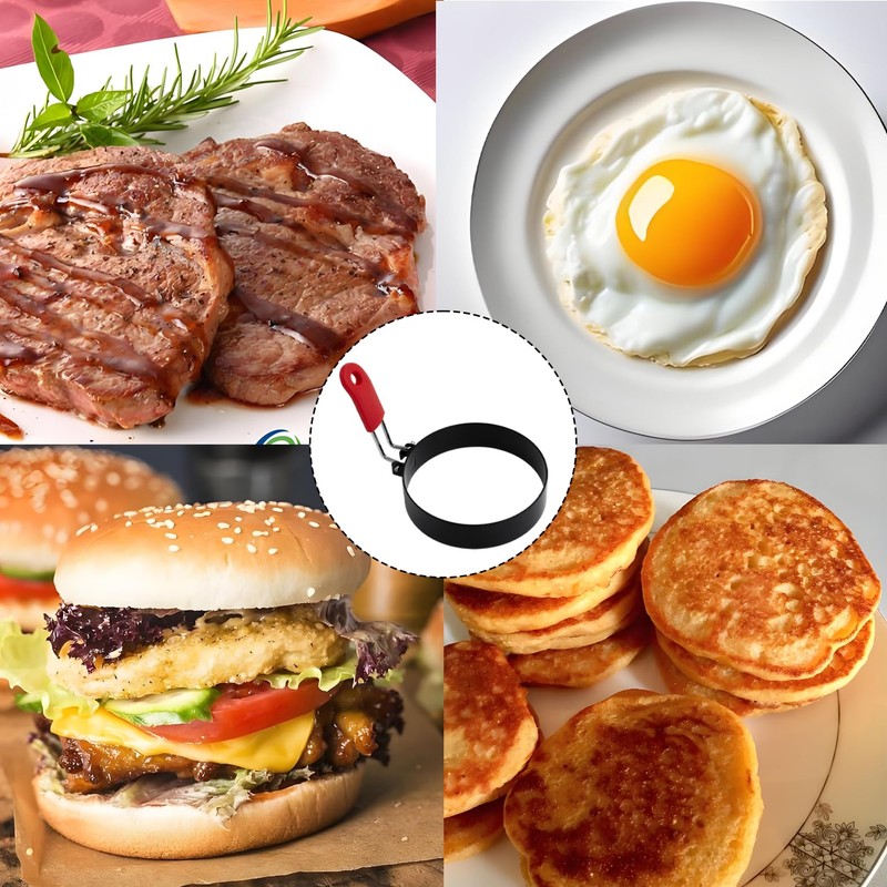 4 Pcs Nonstick Egg Ring Mold, Silicone Handle Round Mold