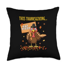 Funny Pizza Lovers Thanksgiving Turkey Vegetarians and Vegan Throw Pillow