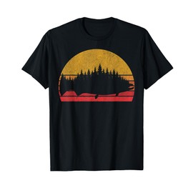 Salmon Fishing Retro Sunset Forest Vintage Outdoors T-Shirt