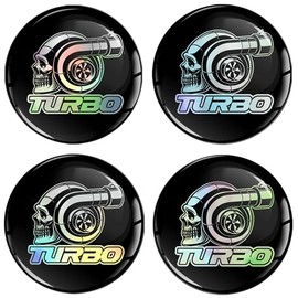 SkinoEu 4 x 50 mm 3D Gel Stickers for Hub Caps Wheel Hub Cover Wheel Sticker Decals for Caps Vehicle Auto Tuning Emblem Hologram Turbo Skull A 5350