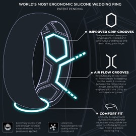 ThunderFit Unisex Silicone Wedding Rings - Rubber Engagement Bands, 1.8mm Thick, 8mm Wide, Size 12.5 (21.80mm)