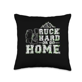Rucking Ruck Hiking Military Training Hard Or Go Home Backpack Rucksack Workout Rucking Throw Pillow, 16x16, Multicolor