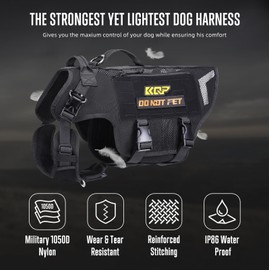 No Pull Dog Harness -Tactical Dog Harness - Breathable mesh, Pet Walking Hiking Training Vest- Dog Harness for Dogs, Service Dog, X-Large, Black