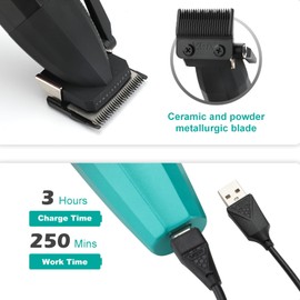 VGR 003 Fresh Fade Hair Clipper, Professional Hair Trimmer, Cord/Cordless Rechargeable Hair Cutting Tools with LED Display, 9000 RPM Barber Clippers, Green