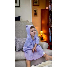 HAFY BABY Muslin Baby Bath Towel with Hood |%100 ORGANIC COTTON Baby Poncho, Super Absorbent Hooded Towels | Muslin Cloths for Baby | Fun and Protective Muslin Cloth for Babies (Purple)