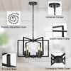 Black Farmhouse Chandelier, 6 Light Geometric Dining Room Light Fixture,