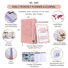 Daily Self Care & Manifestation Journal - A 5 Minute Journal, A 90 Days Planner, Creating Your Dream Life, Positivity, Affirmation & Gratitude Journal, Vision Board, Guided Journal - Undated Planner