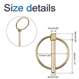 INCREWAY Linch Pin, 10PCS Carbon Steel Round Safety Pins Lock Pin Retaining Pins Lynch Pin Assortment Kit Hitch Clips for Farm Tractors