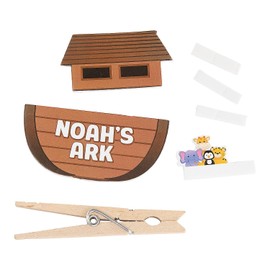 Fun Express 4" x 2 1/2" Brown Noah’s Ark Clothespin & Foam Craft Kit - Makes 12
