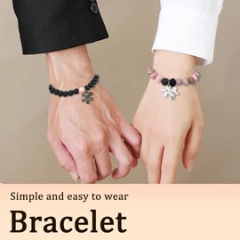 Couples Bracelets for Him and Her Set Wedding Anniversary Birthday Gifts for Men Women Husband Wife Engagement Gifts for Fiancee Graduation Gift to Boyfriend Girlfriend Matching Bracelets for Bf Gf