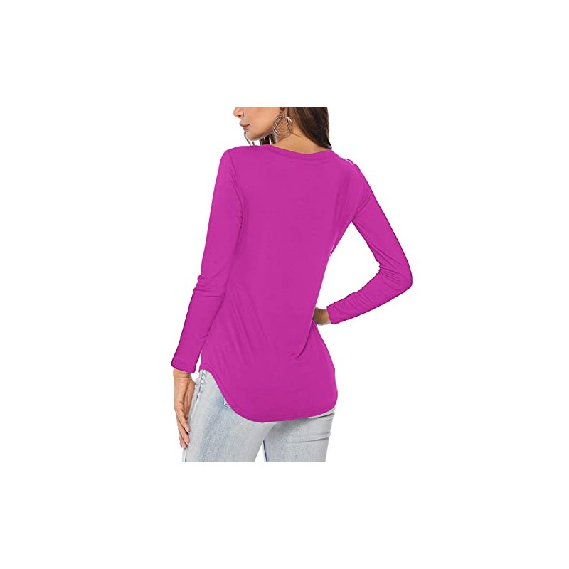 Florboom Women's T-shirt, long-sleeved/short-sleeved V-neck top, summer basic shirt, Mallow