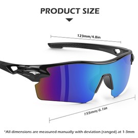 OXG 6 Pair Safety Glasses, Scratch Resistant Wraparound Lenses ANSI Z87.1 Protective Eyewear for Unisex (Black Frame, Multicolor Lenses)