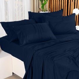 Utopia Bedding Utopia Bedding California King Bed Sheets Set - 4 Piece Bedding - Brushed Microfiber - Shrinkage and Fade Resistant - Easy Care (California King, Navy Blue)