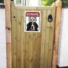 SHAWPRINT BEWARE OF THE DOG METAL GATE SIGN BERNESE MOUNTAIN DOG 200MM X 150MM (1109H1)